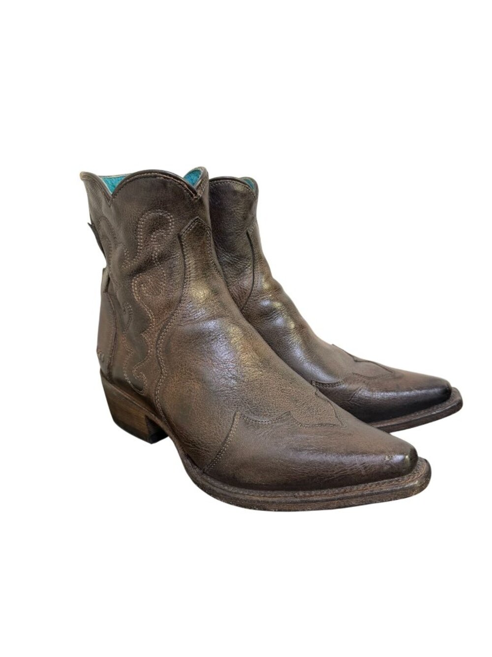 Bed Stu Brown Leather Western Ankle Boots Size 8.5